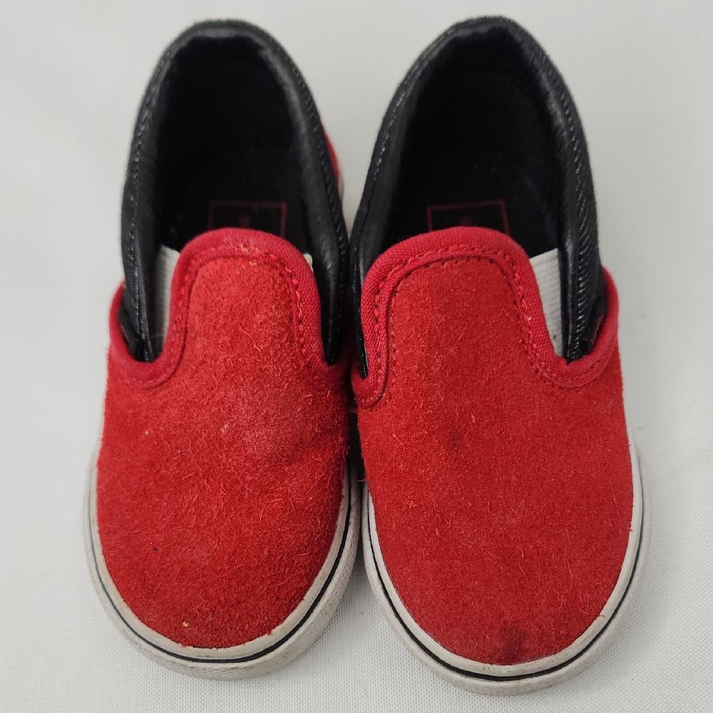 Vans Baby Red Suede Slip on Sneakers